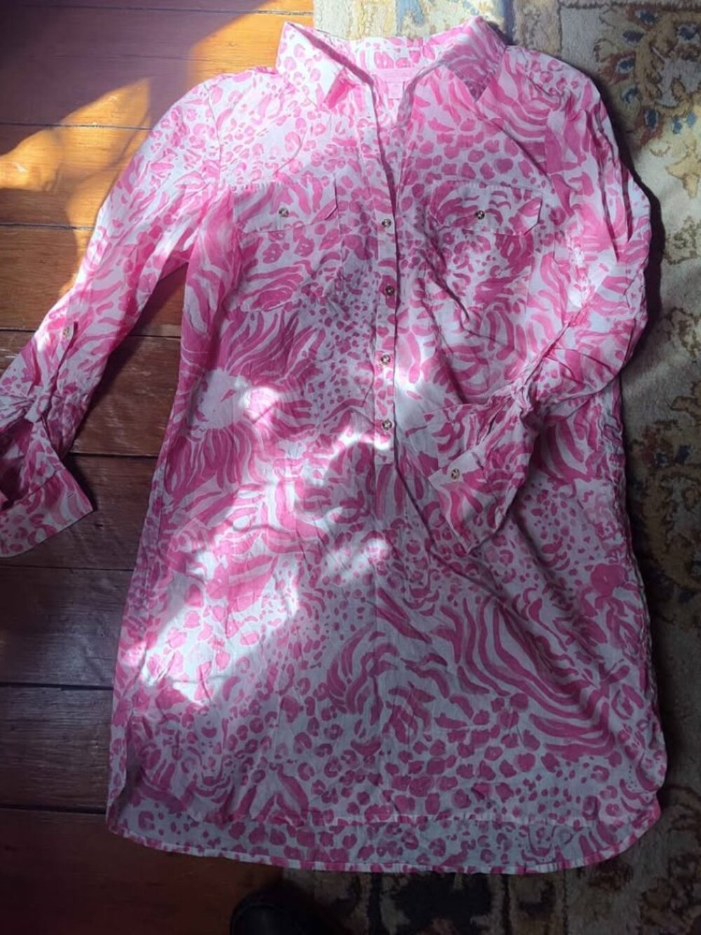 Lilly Pulitzer Shirt Dress Tunic Pink Animal Print Sz M